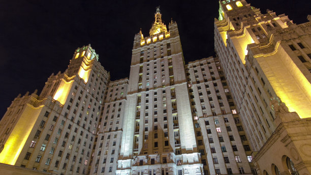 斯大林著名的摩天大楼，位于俄罗斯莫斯科的库德林斯卡娅广场图片下载