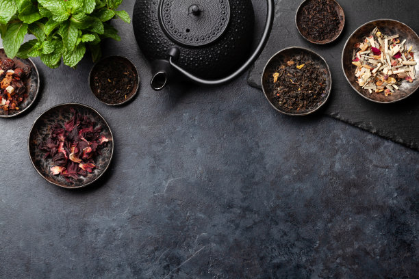 各种干茶和茶壶图片下载