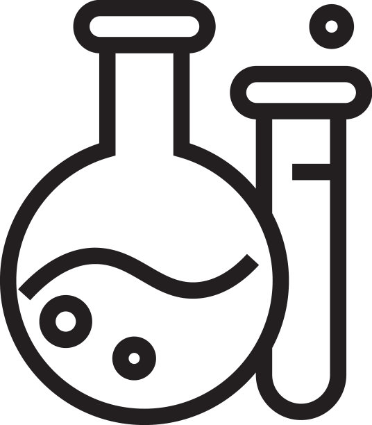 带有科学玻璃器皿的实验室烧瓶图标图片下载