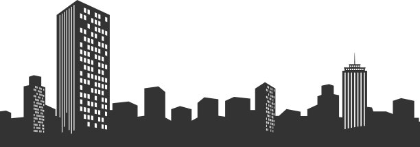 城市天际线黑色，城市景观剪影与高图片下载