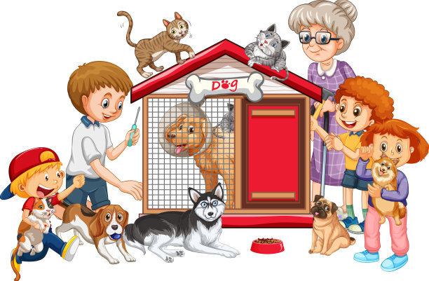 大家庭成员，养了很多狗图片下载