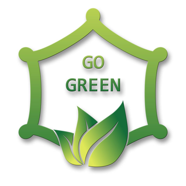 绿色的叶子在几何框架-抽象的生态标志在方形孤立在白色的背景上图片下载