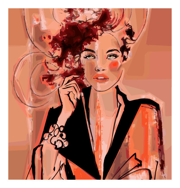 戴着帽子摆姿势的漂亮时装模特图片下载