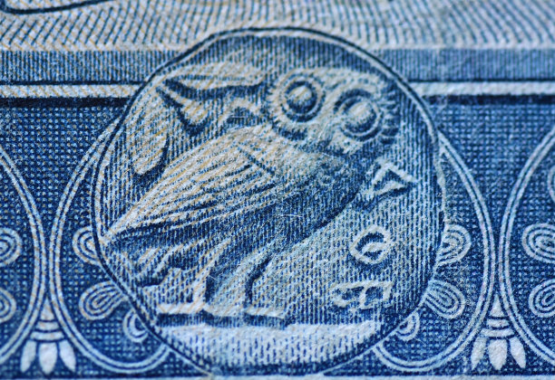 希腊钞票上的猫头鹰图片下载