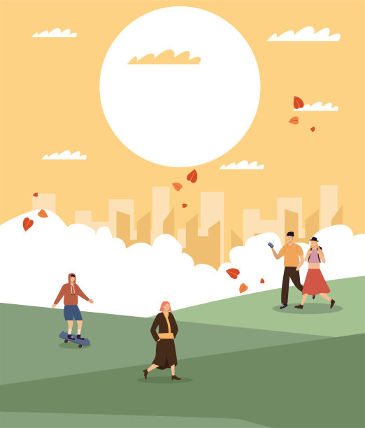 人群在景观中行走图片下载