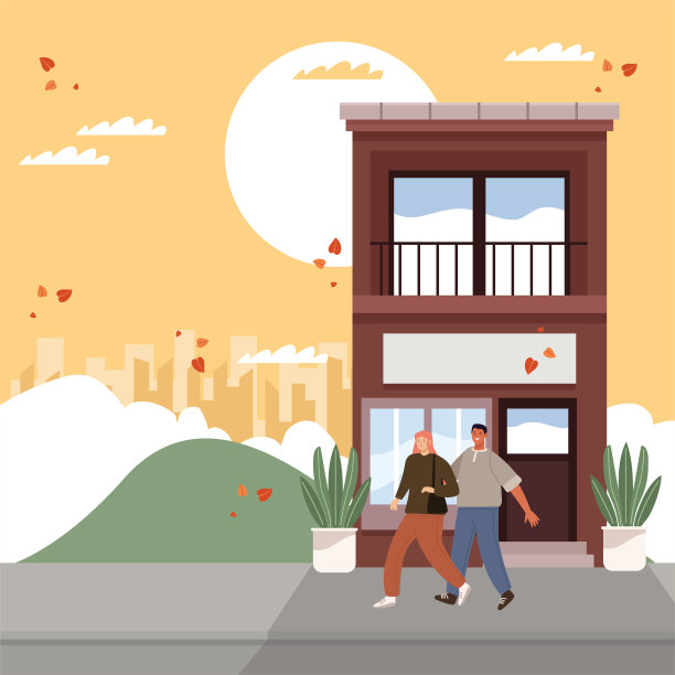 夫妇和建筑图片下载