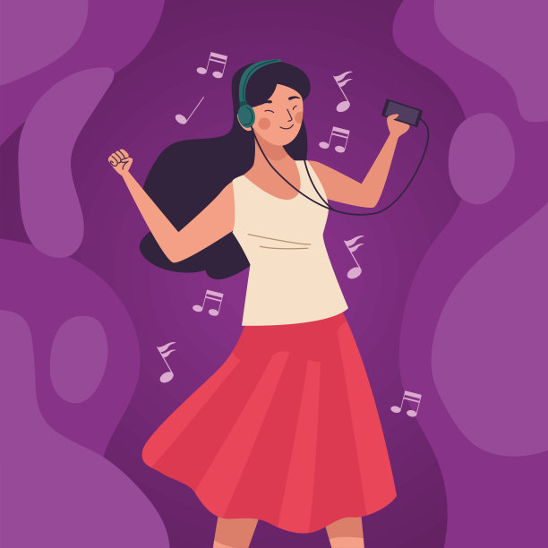 女孩听着音乐跳舞图片下载