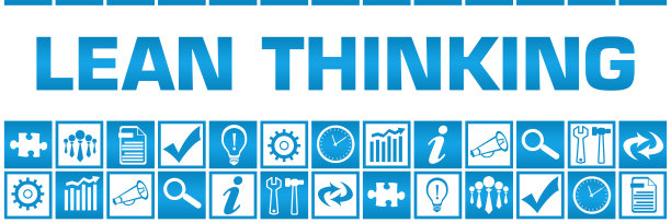 精益思维蓝白盒子网格商业符号图片下载