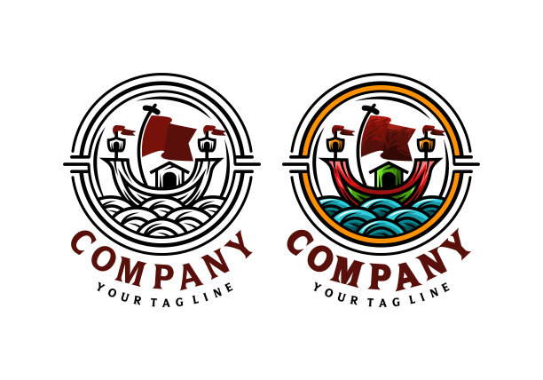 标志圈帆船矢量插图模板适合任何行业图片下载