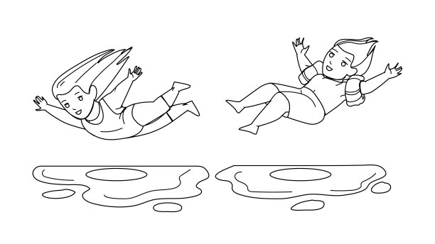 男孩和女孩跳入水中图片下载