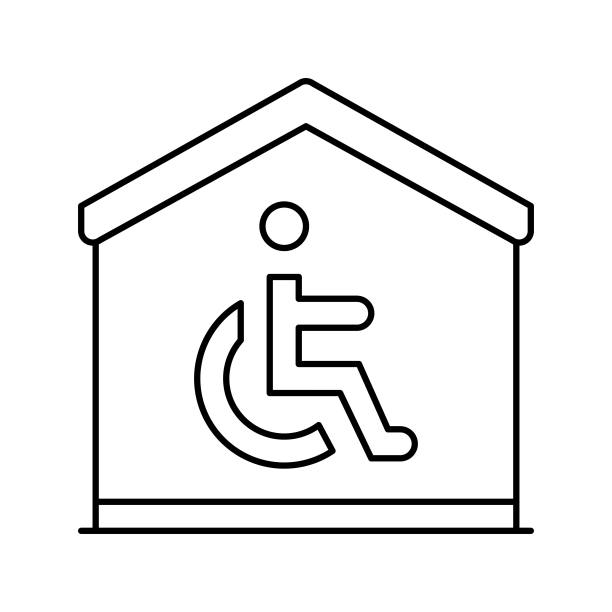 残疾人住房线条图标矢量图图片下载