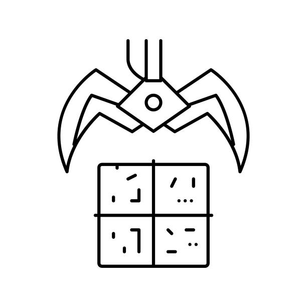 填埋爪装载机线图标矢量插图图片下载