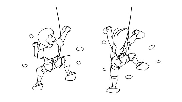 男孩和女孩孩子一起爬矢量图片下载