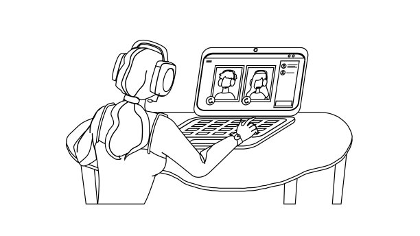 视频群呼女性在线对话向量图片下载