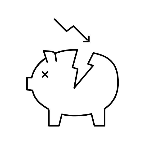 损坏的钱箱线图标矢量插图图片下载