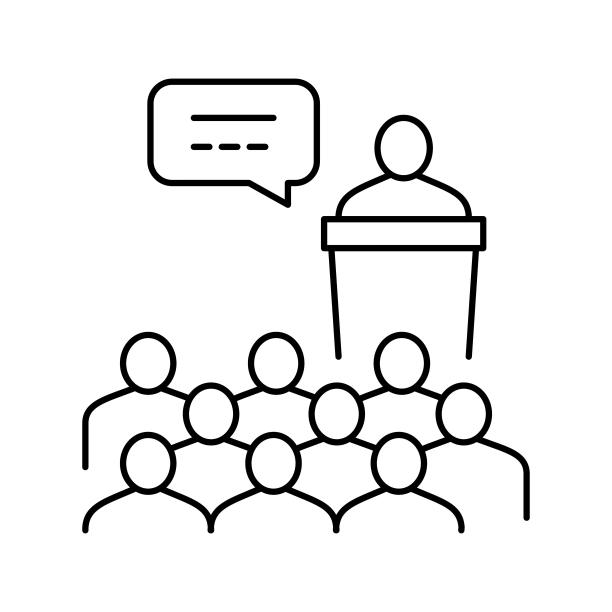 商务会议线图标矢量黑色插图图片下载