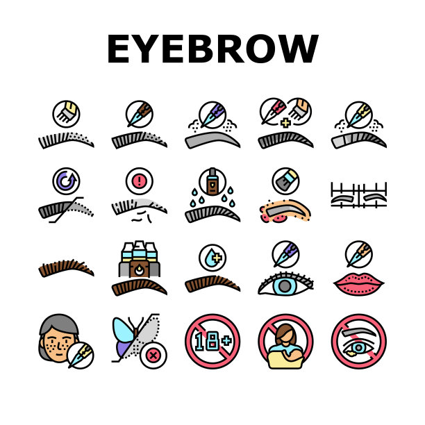 眉纹身美容程序图标集向量图片下载