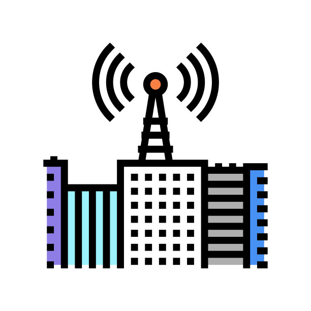 模拟发射机彩色图标矢量插图图片下载