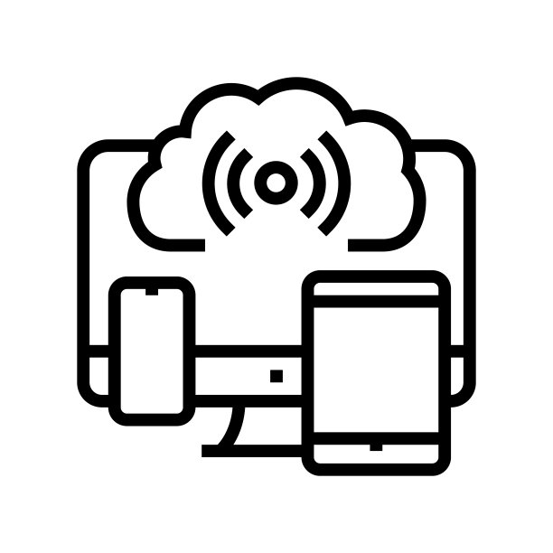 云存储线图标矢量插图图片下载