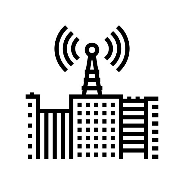 模拟发射机线图标矢量插图图片下载