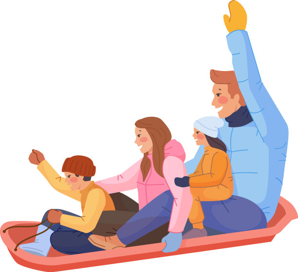 全家一起在户外滑雪图片下载