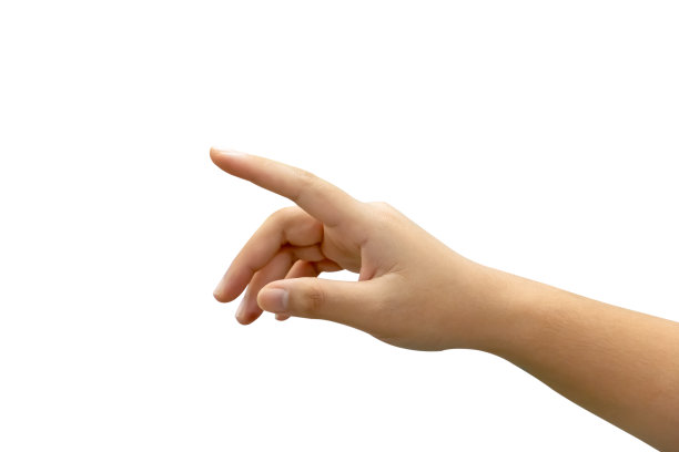 手势的手显示触摸虚拟屏幕孤立在白色背景图片下载