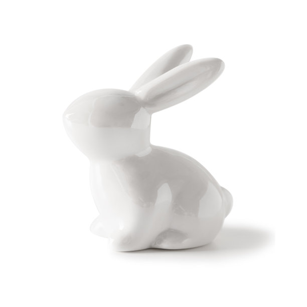 复活节白瓷兔子孤立在白色的背景上。图片下载