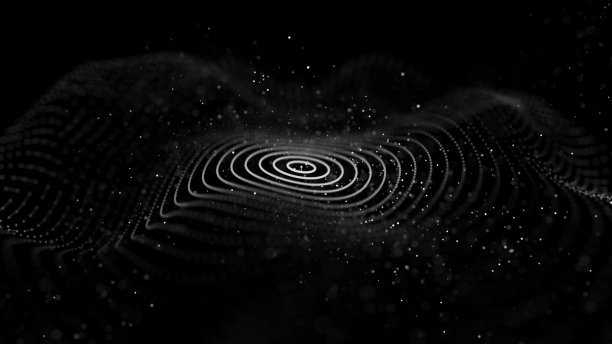 一股与点和线交织在一起的技术浪潮。大数据浏览器。3 d渲染。图片下载