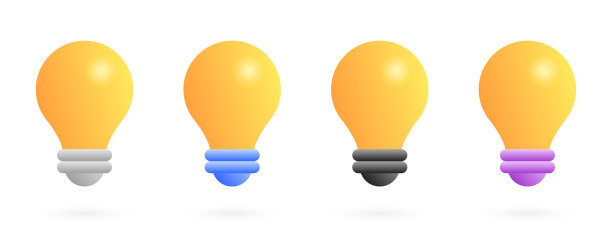 3D逼真的灯泡图标集。概念的概念。白色背景上孤立的灯泡。矢量图图片下载