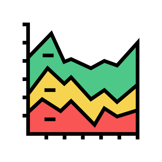 堆叠区域图表颜色图标矢量插图图片下载