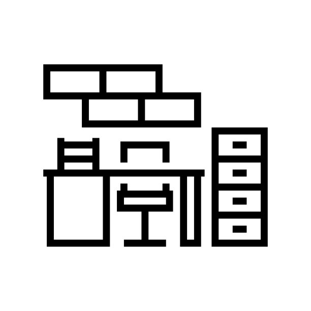 办公室家具线图标矢量插图图片下载