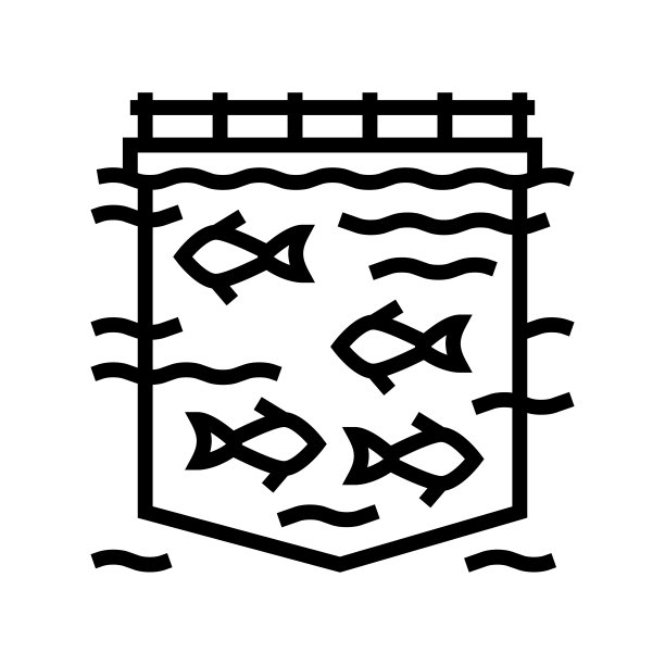 海笼子鲑鱼线图标矢量插图图片下载