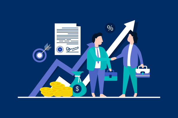 两个业务伙伴握手平面矢量图。卡通商人达成成功协议。伙伴关系、团队合作的概念图片下载