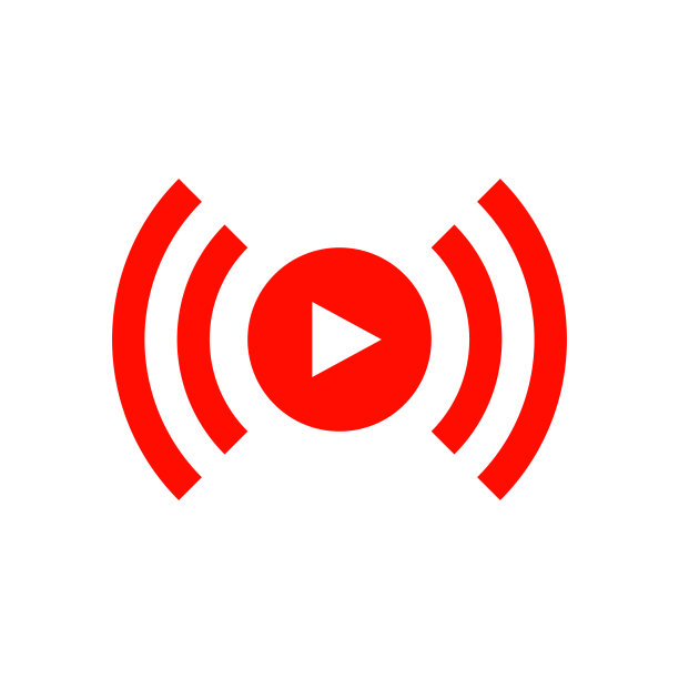 直播图标。播放按钮和广播信号。向量。图片下载