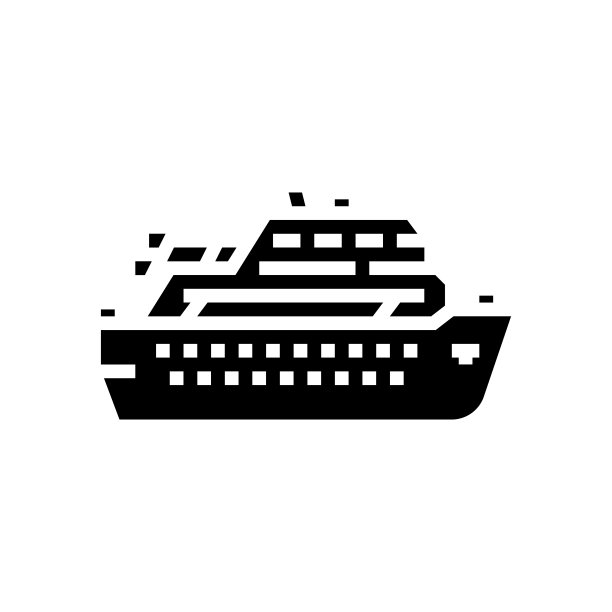 甲板游轮班轮字形图标矢量插图图片下载