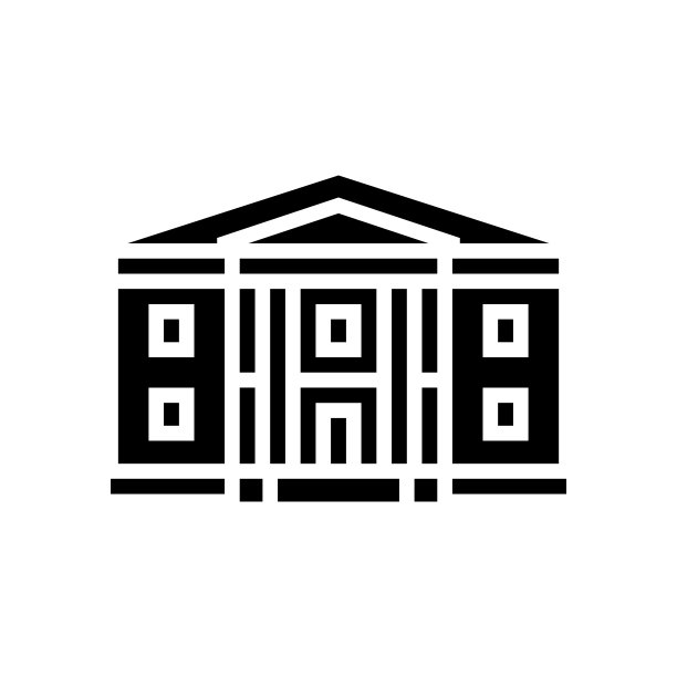 希腊复兴房子象形文字图标矢量插图图片下载