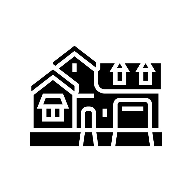 法国乡村房子字形图标矢量插图图片下载