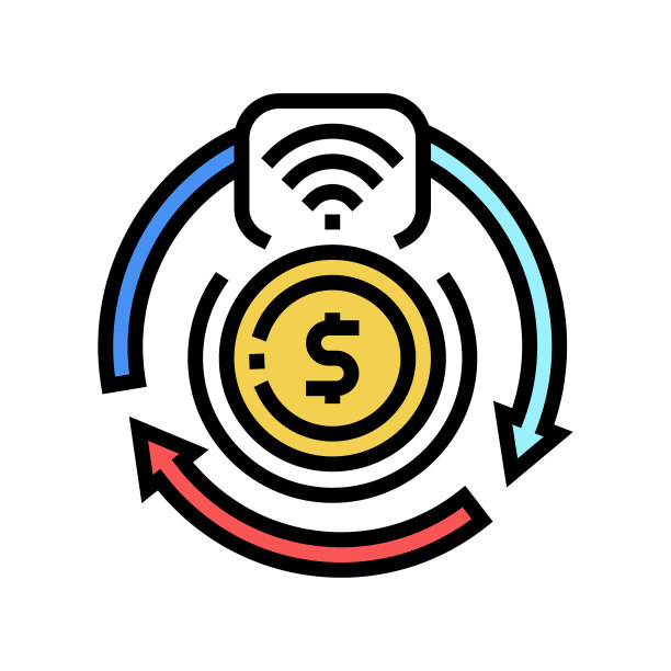 非接触式交易彩色图标矢量图图片下载