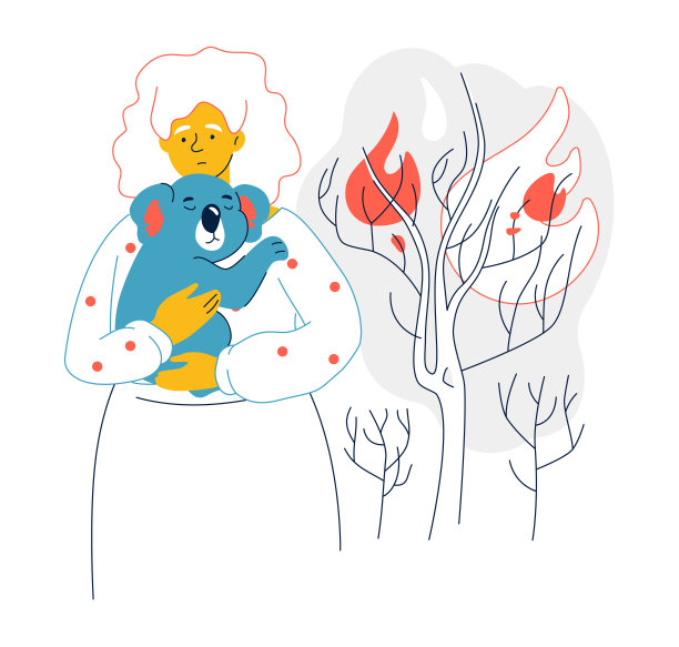 从火拯救动物-现代平面设计风格插图图片下载