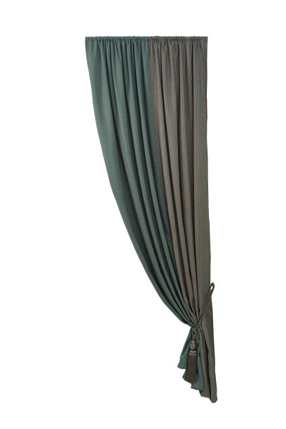 带钩的漂亮窗帘。孤立的白色背景。图片下载