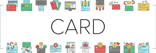 塑料卡支付收集图标集图片下载