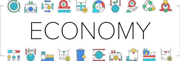 循环和线性经济模型图标集图片下载