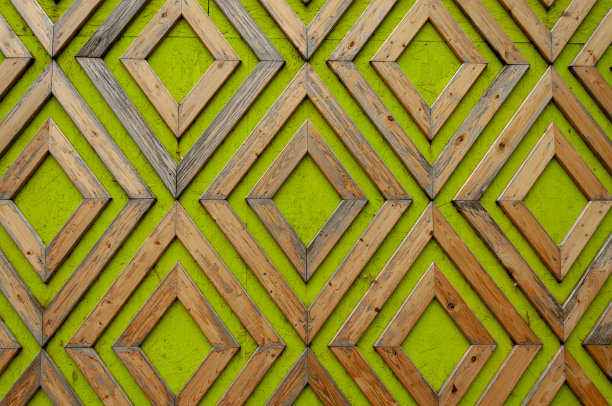 木板图案，菱形钉在胶合板上，漆成绿色图片下载