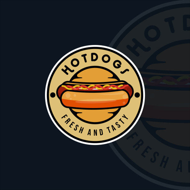 热狗标志现代复古矢量插图模板图标图形设计。快餐标志或符号与圆形徽章和字母排印图片下载