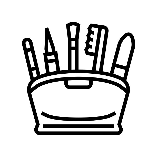 化妆品配件包线图标矢量插图图片下载