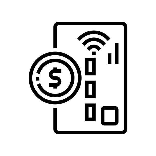 非接触式支付卡片线稿图标矢量图图片下载