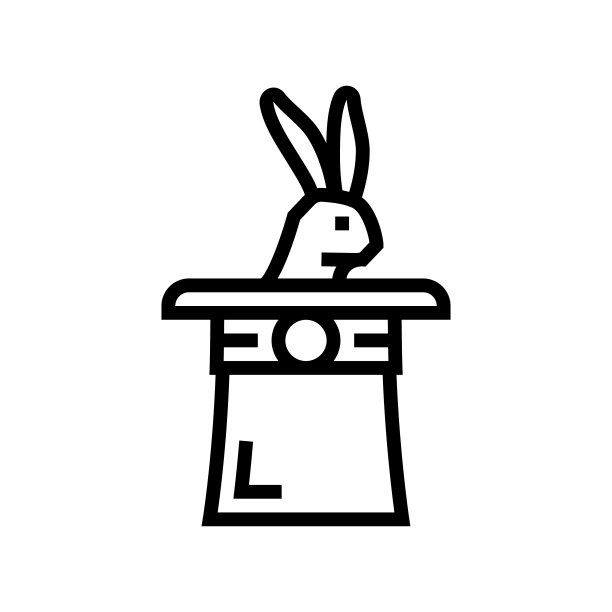 兔子在帽子线图标矢量插图图片下载