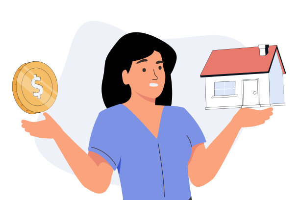 人品买房子，租公寓或投资房地产。计算按揭利率的女人。的概念。图片下载