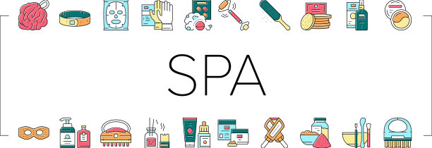 水疗美容化妆品收藏图标集图片下载