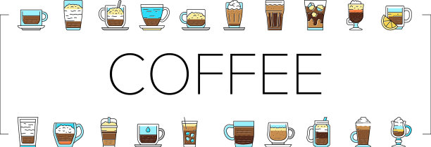 咖啡类型能量早上饮料图标设置图片下载